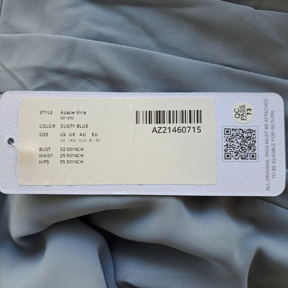 NEW AZAZIE Vina Chiffon Lace A-line Dress Sz 0 Dusty Blue Bridesmaid Knee-length - Picture 8 of 13